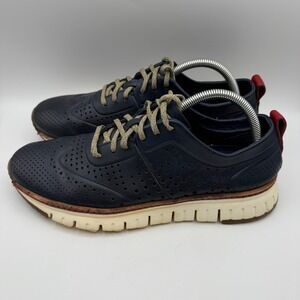 Cole Haan Oxford Shoes Zerogrand Wingtip Perforated Leather‎ Blue Mens 10M